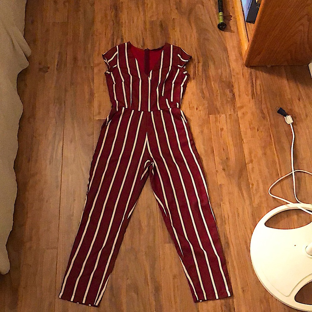 Jumpsuit Faballey XS dark red w/ white stripes